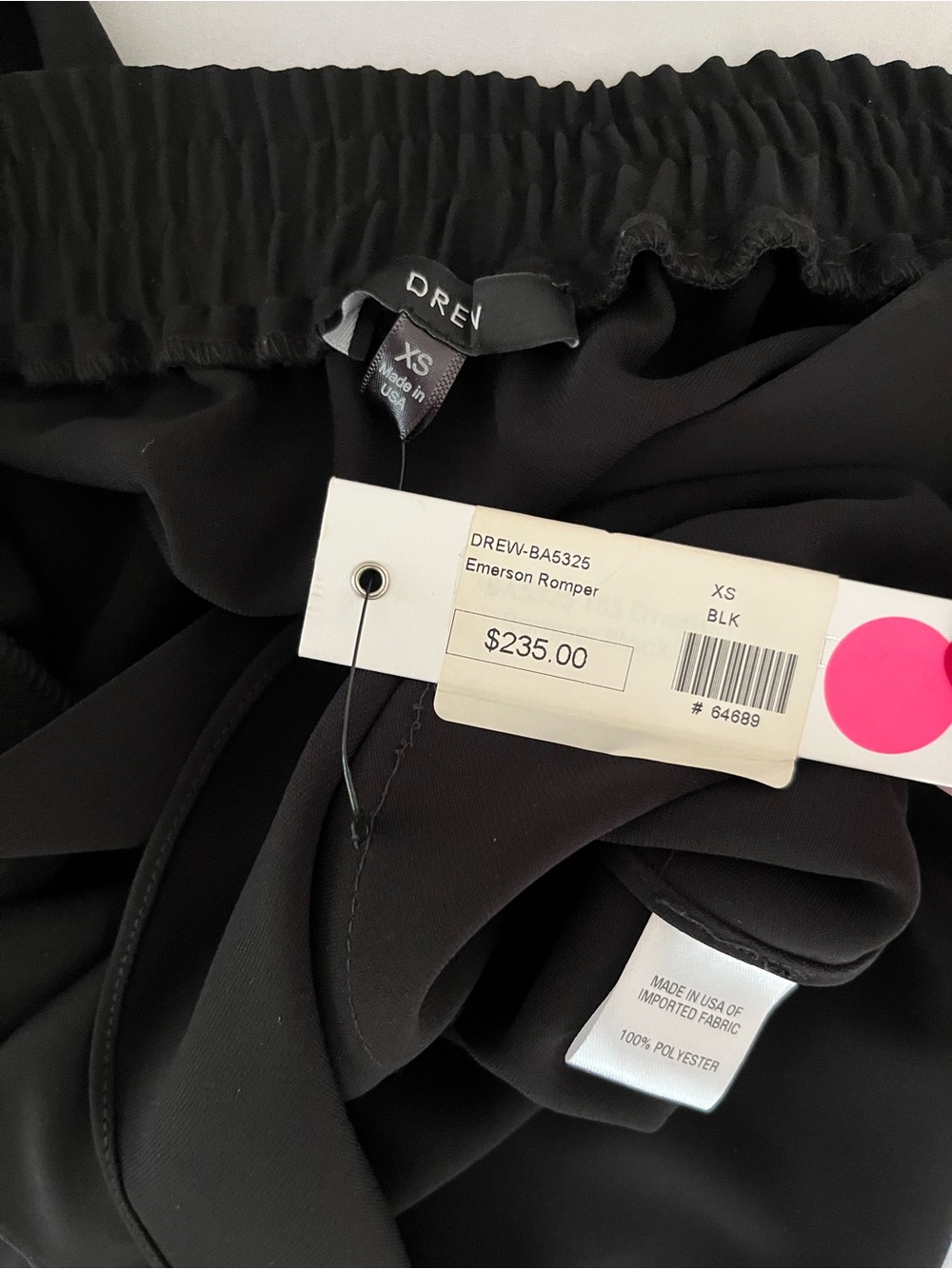 Drew $235 NWT Emerson Strapless Tulip Hem Shorts Romper Black XS - Picture 5 of 5
